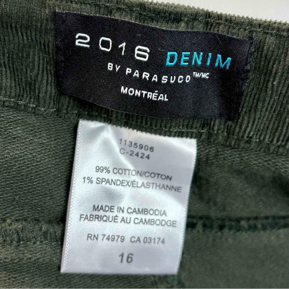Parasuco olive corduroy pants, NWT - Picture 4 of 5